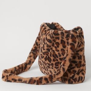Fuzzy Leopard Print Tote Bag